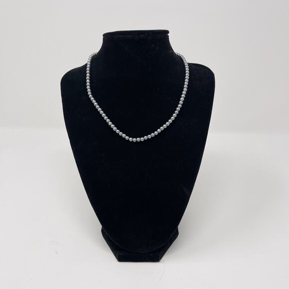 Mini Pearl Beaded Necklace Blue Gray Dainty Feminine Fashion Freshwater - Picture 1 of 8